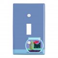 Black Cat Staring At Betta Fish Bowl Plastic Wall Decor Toggle Light Switch Plate Cover 