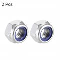 Uxcell Hex Lock Nuts M14 X 2mm Stainless Steel Nylon Insert Self-locking For Fasteners 2pcs Silver Tone