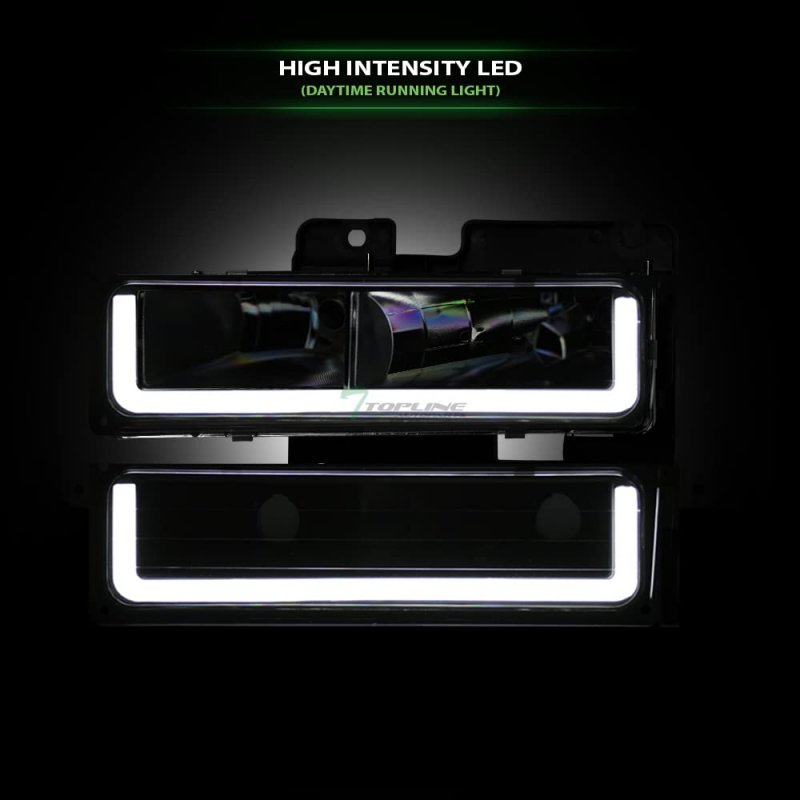 Tlaps 7422438524539 For 1994-2000 Chevy C10 C K Pickup Truck Silverado Suburban Tahoe Drl Led Strip Bar Black Housing