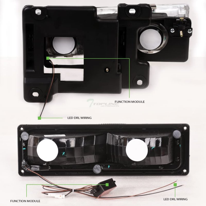 Tlaps 7422438524539 For 1994-2000 Chevy C10 C K Pickup Truck Silverado Suburban Tahoe Drl Led Strip Bar Black Housing