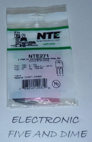 Nte Electronics Nte271 Pnp Silicon Complementary Darlington Transistor Power Amp Switch To-3pn Type Package 100v 10