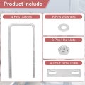 4sets 304 Stainless Steel Square U-bolts 2 05 52mm Inner Width 5 12 130mm Length M8 With Nuts Frame Plate Gasket For