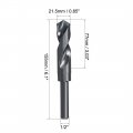 Uxcell 21 5mm Reduced Shank Drill Bit Hss 6542 Black Oxide With 1 2 Inch Straight