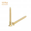 Uxcell Brass Wood Screws 10pcs M5 X 50mm Slotted Drive Flat Head Self Tapping Screw Countersunk For Woodworking Furniture