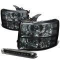 Auto Dynasty Compatible With Silverado Gmt900 Pair Of Smoke Lens Clear Corner Headlight Black Housing Led 3rd Brake Light