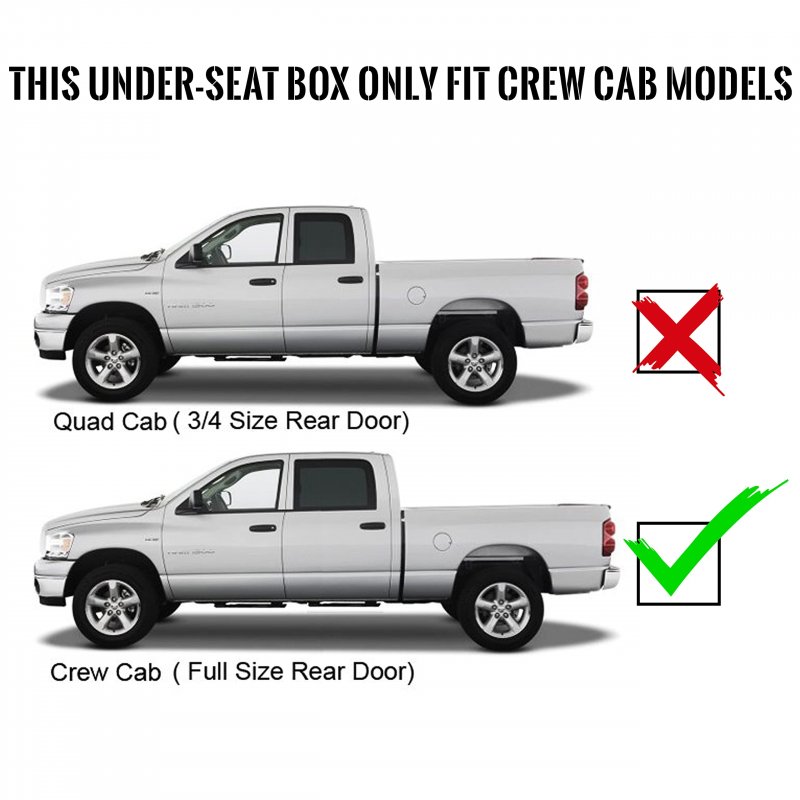 Hecasa Under Seat Storage Box For 2019-2023 Dodge Ram 1500 Crew Cabs New Body Style Underseat Container