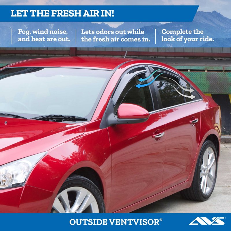 Auto Ventshade Avs Outside Mount Ventvisor Rain Guards Fits 2005 2010 Chevrolet Cobalt- Smoke 4 Pcs 94353