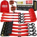 Heavy Duty Ratchet Straps 4 Pack 15 Ft Cargo Tie Down With 2200 Lb Break Strength Safety Lock Rubber Coated S Hooks And Soft 