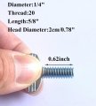 12pcs Thumb Screw No Shoulder Spade Head 1 4 In-20 X 5 8 In Finger