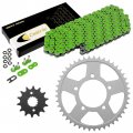 Caltric Green O-ring Drive Chain Sprockets Kit Compatible With Suzuki Gsx600f Gsx-600f Katana 600 1992-1999