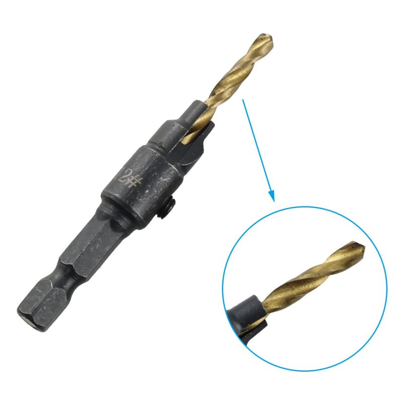 Countersink Drill Bit Set For Wood And Plastic High Speed Steel Hex Shank Quick Change Pre Hole Pilot 82 Degrees 5 Piece With