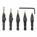 Countersink Drill Bit Set For Wood And Plastic High Speed Steel Hex Shank Quick Change Pre Hole Pilot 82 Degrees 5 Piece With