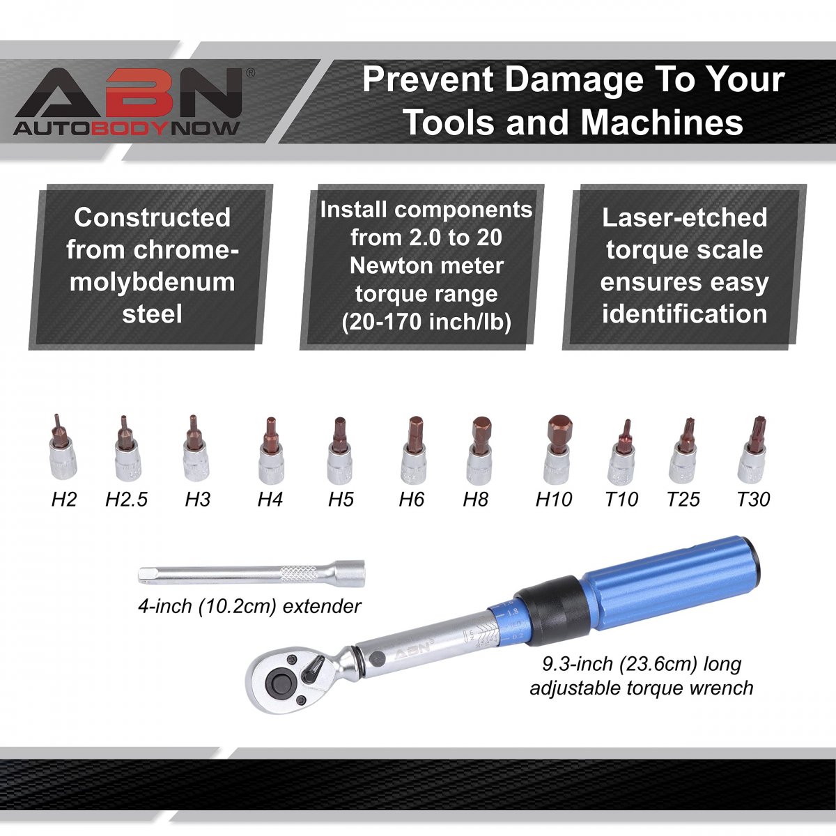 Abn Drive Click Torque Wrench Set 1 4in 14pc 2-20nm Dual Direction And Bit Bicycle Tool