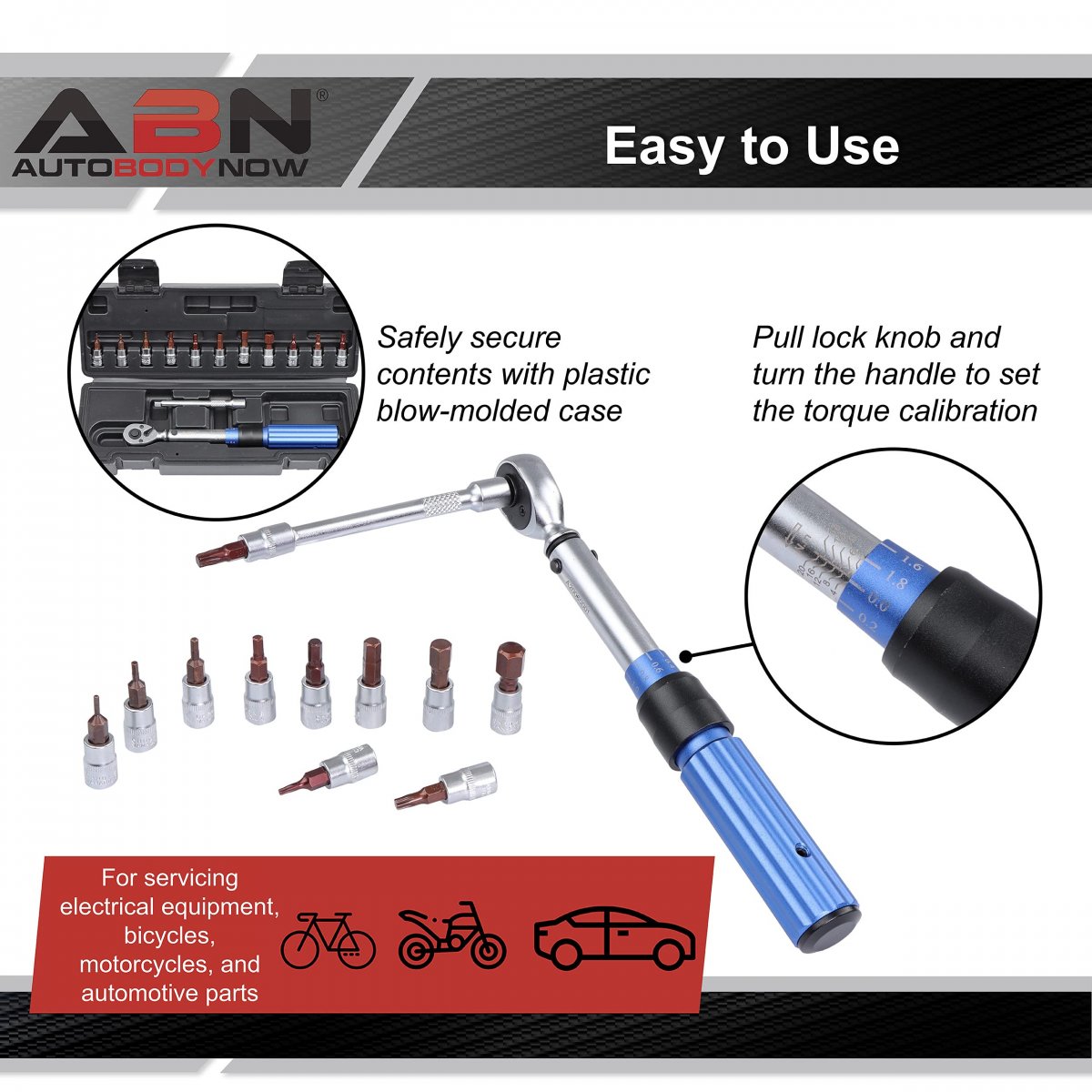 Abn Drive Click Torque Wrench Set 1 4in 14pc 2-20nm Dual Direction And Bit Bicycle Tool