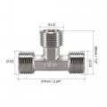 Uxcell Pipe Fitting Tee G1 2 Male Thread 3 Way T Shape Hose Connector Adapter Nickel-plated Copper 2pcs
