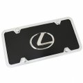 Lexus Chrome Logo On Black License Plate Frame 