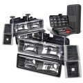 Auto Dynasty Black Housing Headlight Head Lamps W Bumper Corner Tool Kit For Chevy Blazer C10 C K Tahoe 94-00 