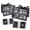 Auto Dynasty Black Housing Headlight Head Lamps W Bumper Corner Tool Kit For Chevy Blazer C10 C K Tahoe 94-00