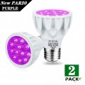 Jsvsal 2-pack Par20 Led Bulb 100w Replacement Purple Dimmable 12w 3030 Chips 1350lm E26 Medium Base Aluminum Casing Spot Light