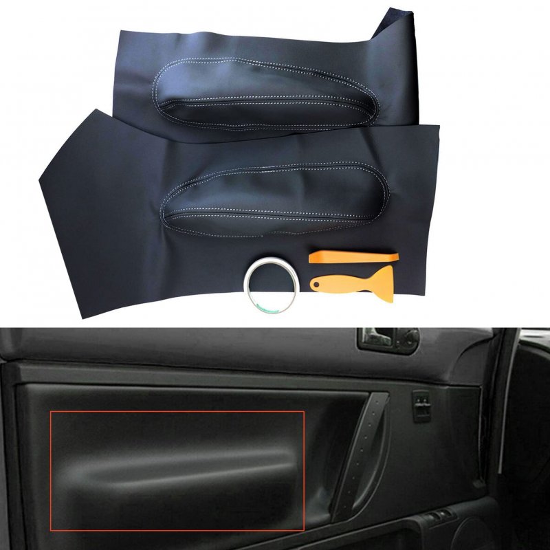 2pcs Leather Door Panel Insert Cards Cover Replacement For Beetle 1998-2010 Black