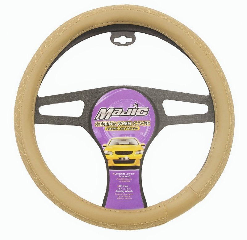 Majic Luxury Steering Wheel Cover Heavy Duty Universal Fit Protects Your Hands Under All Weather Conditions Beige