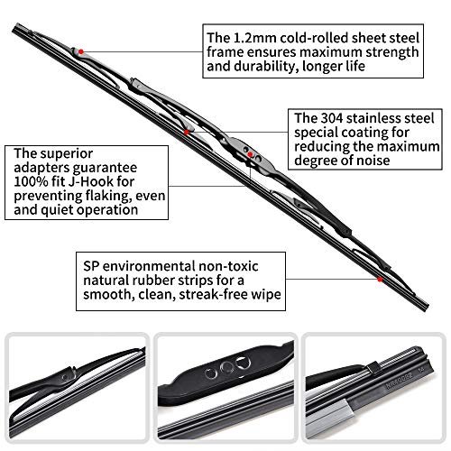 Windshield Wiper Blades For 2011 2018 Kia Sportage 24 In And 18 Front Window Set Natural Rubber Galvanized Steel Frame J Hook