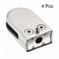 Uxcell Stainless Steel Glass Clamp 4pcs Clip Curved Back Round Bracket For Thickness 6-8mm Balustrade Staircase Handrail Holder