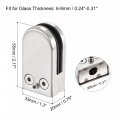 Uxcell Stainless Steel Glass Clamp 4pcs Clip Curved Back Round Bracket For Thickness 6-8mm Balustrade Staircase Handrail Holder