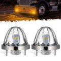 Partsam 2pcs Glass Watermelon Lights Patented Clear Lens Amber Led Side Marker Turn Signal With Bezel Replacement For Kenworth 