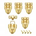 Uxcell Box Latch 62mm X 40mm Retro Style Golden Decorative Hasp Jewelry Cases Catch W Screws 5 Pcs