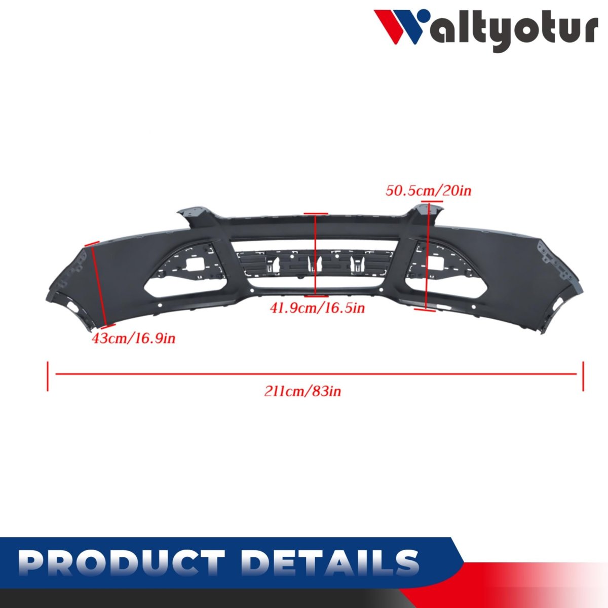 Fo1000674 Front Upper Bumper Cover Replacement For 2013-2016 Escape W Fog Lamp Holes With Park Assist