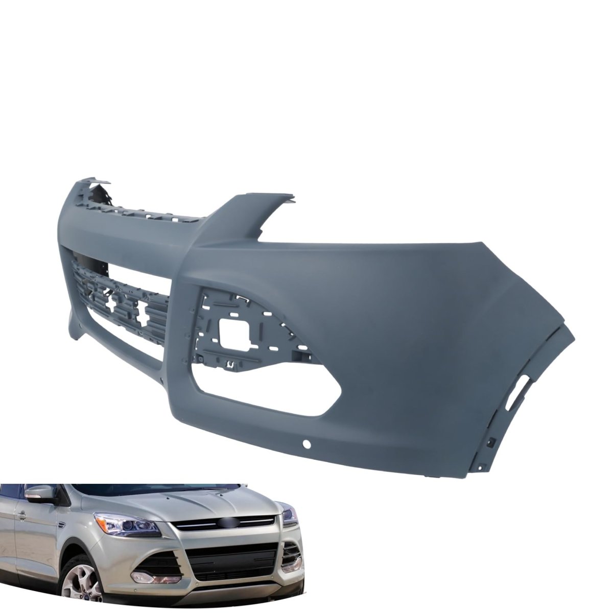 Fo1000674 Front Upper Bumper Cover Replacement For 2013-2016 Escape W Fog Lamp Holes With Park Assist