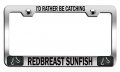 I D Rather Be Catching Redbreast Sunfish Fishing Chrome Metal License Plate Frame Tag Holder G16 