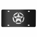 Ipick Image For Jeep Willys Star Logo In 3d On Black Carbon Fiber Patten Stainless Steel License Plate