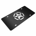 Ipick Image For Jeep Willys Star Logo In 3d On Black Carbon Fiber Patten Stainless Steel License Plate