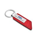 Ford Explorer Red Pu Leather Carbon Fiber Texture Strap Silver Metal Bar Key Chain Official Licensed