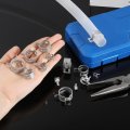 5pcs Spring Band Type Action Fuel Silicone Vacuum Hose Pipe Clamp 45mm Low-pressure Air Clip For Automotive Oil Water Silver 