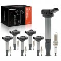 A-premium Set Of 6 Ignition Coil Pack And Iridium Spark Plugs Compatible With Toyota Tacoma 2016-2021 Highlander 2017-2019