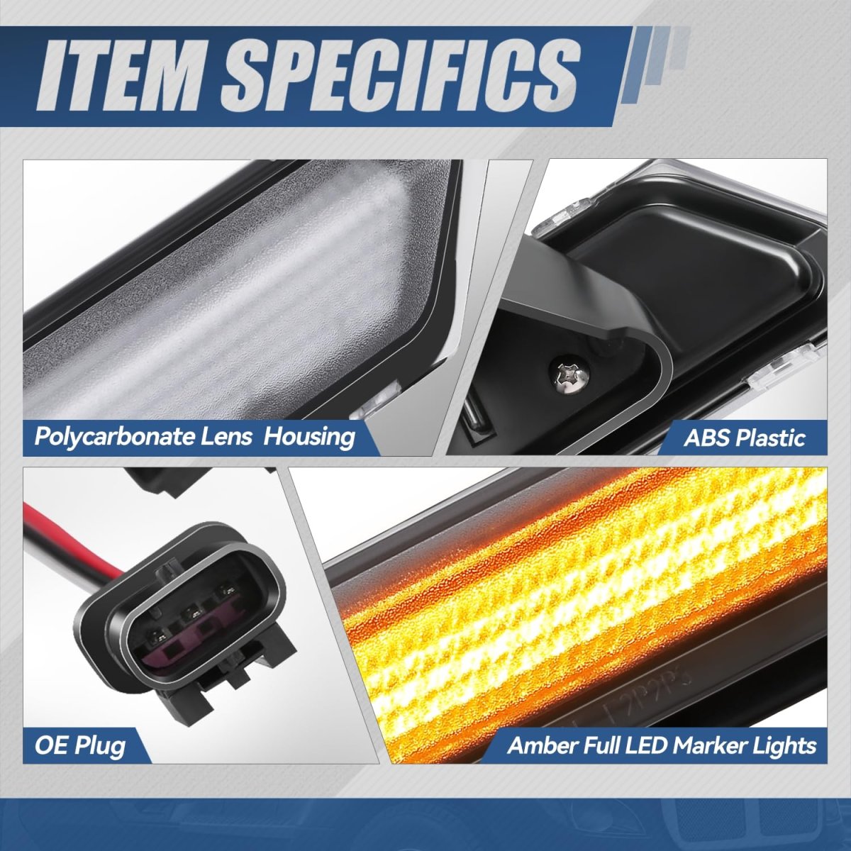 Auto Dynasty Full Led Side Marker Light Assembly For 2022-2026 Kenworth T680 Driver And Passenger Chrome Housing Amber Lens