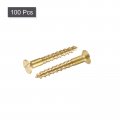 Uxcell Wood Screws M1 6 X 12mm Slotted Flat Head Brass Self-tapping Screw 100 Pcs
