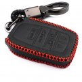 Mjkeyauto Black Leather 6 Buttons Smart Remote Key Fob Cover Chain Case For Toyota Sienna 2021 2022 2023