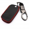 Mjkeyauto Black Leather 6 Buttons Smart Remote Key Fob Cover Chain Case For Toyota Sienna 2021 2022 2023