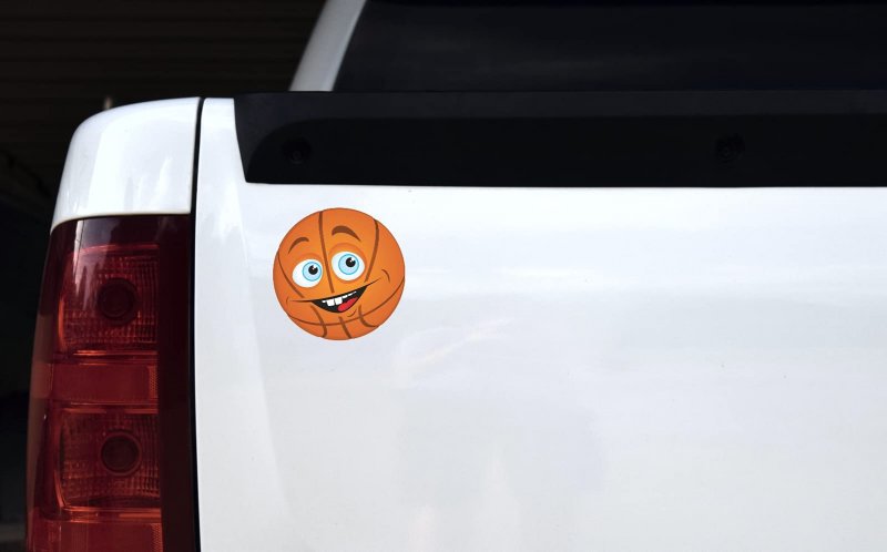 Stickertalk Happy Face Basketball Vinyl Sticker 4 5 Inches By