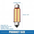 A Absopro Festoon Led Bulbs White Bright 41mm 211 212 Error Free Canbus 24smd 4014 Chipsets Metal Silver Tone Yellow Set Of 4