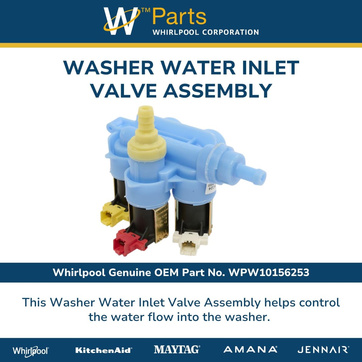 Whirlpool Wpw10156253 Genuine Washer Water Inlet Valve Assembly Replacement Part Replaces W10156253