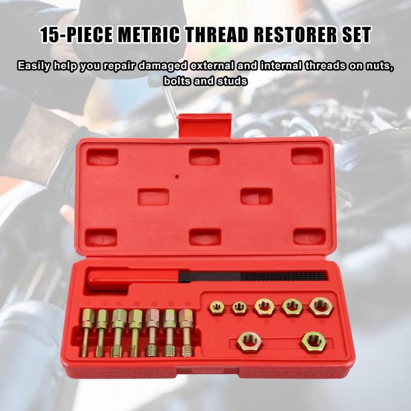 15-piece Metric Thread Chaser Set Universal 7-piece Rethread Repair Tool Kit For Repairing Damaged External And Internal