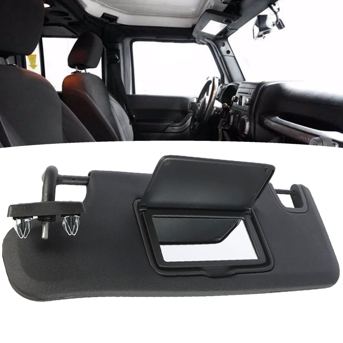 Left Driver Side Sunvisor Shild Shade Visor With Mirror Replacement For 2007-2018 Wrangler 6cj07dx9aa 1mk33dx9af
