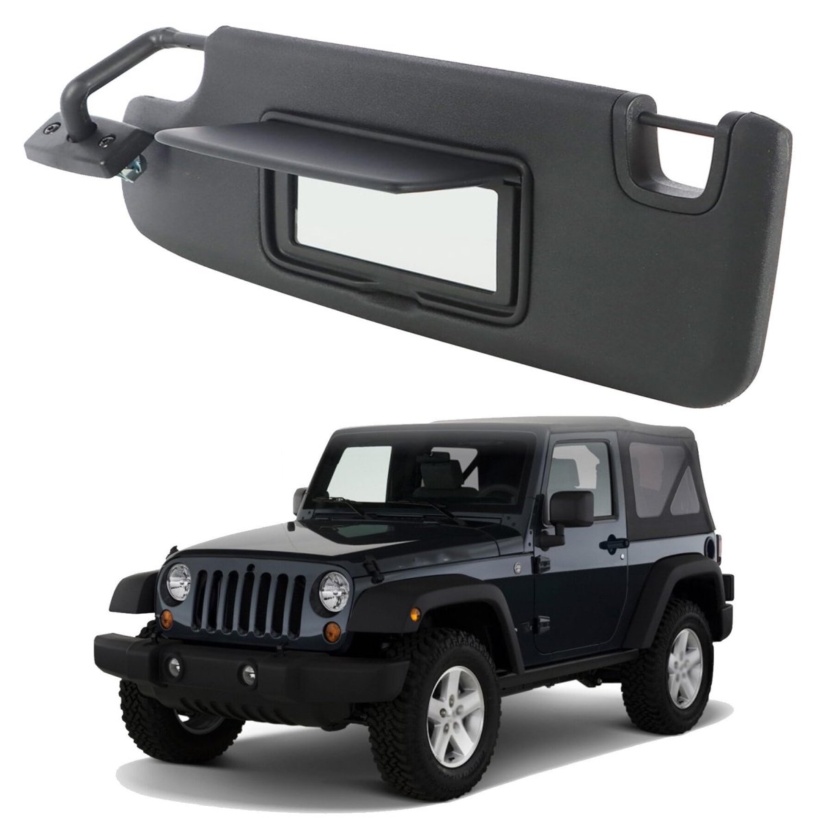 Left Driver Side Sunvisor Shild Shade Visor With Mirror Replacement For 2007-2018 Wrangler 6cj07dx9aa 1mk33dx9af