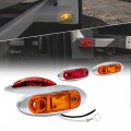 True Mods 4pc 2 5 Amber Red Led Trailer Marker Light W Chrome Bezel Dot Fmvss 108 Sae P2 Surface Mount Waterproof Ip67 