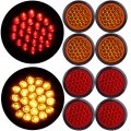 Ocpty 24led Side Marker Light 4pcs 4a Red Amber Round Trailer Lamp Stop Turn Tail Fit For Boats Truck Pickups 12v Waterproof